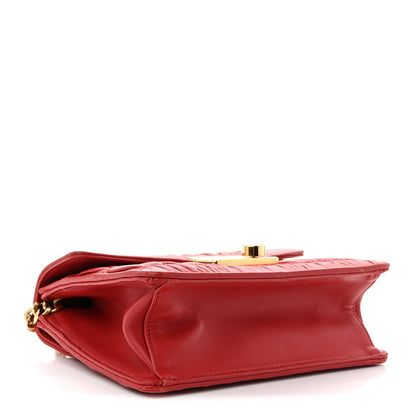 Nappa Gaufre Sound Flap Crossbody Shoulder Bag Red