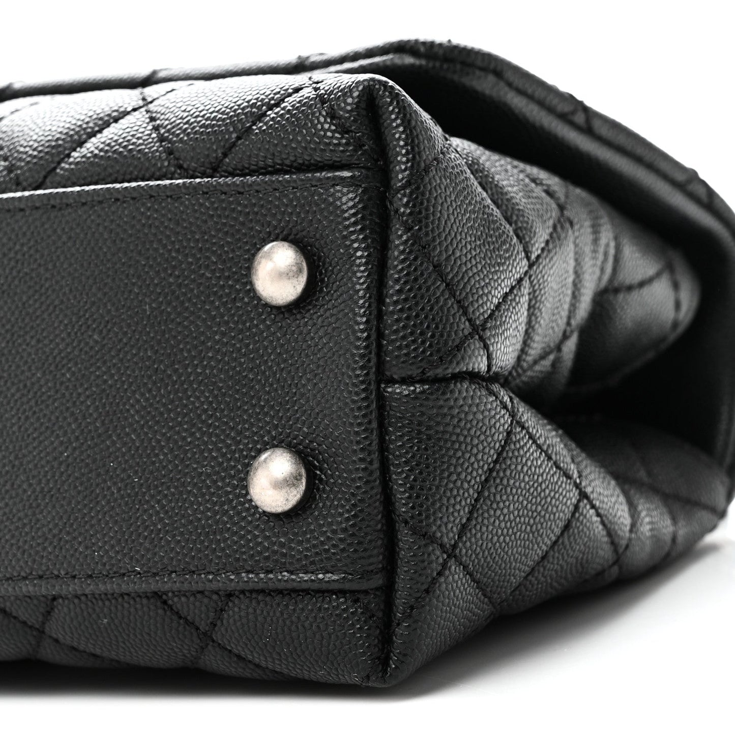 Caviar Lizard Embossed Quilted Mini Coco Handle Flap Black