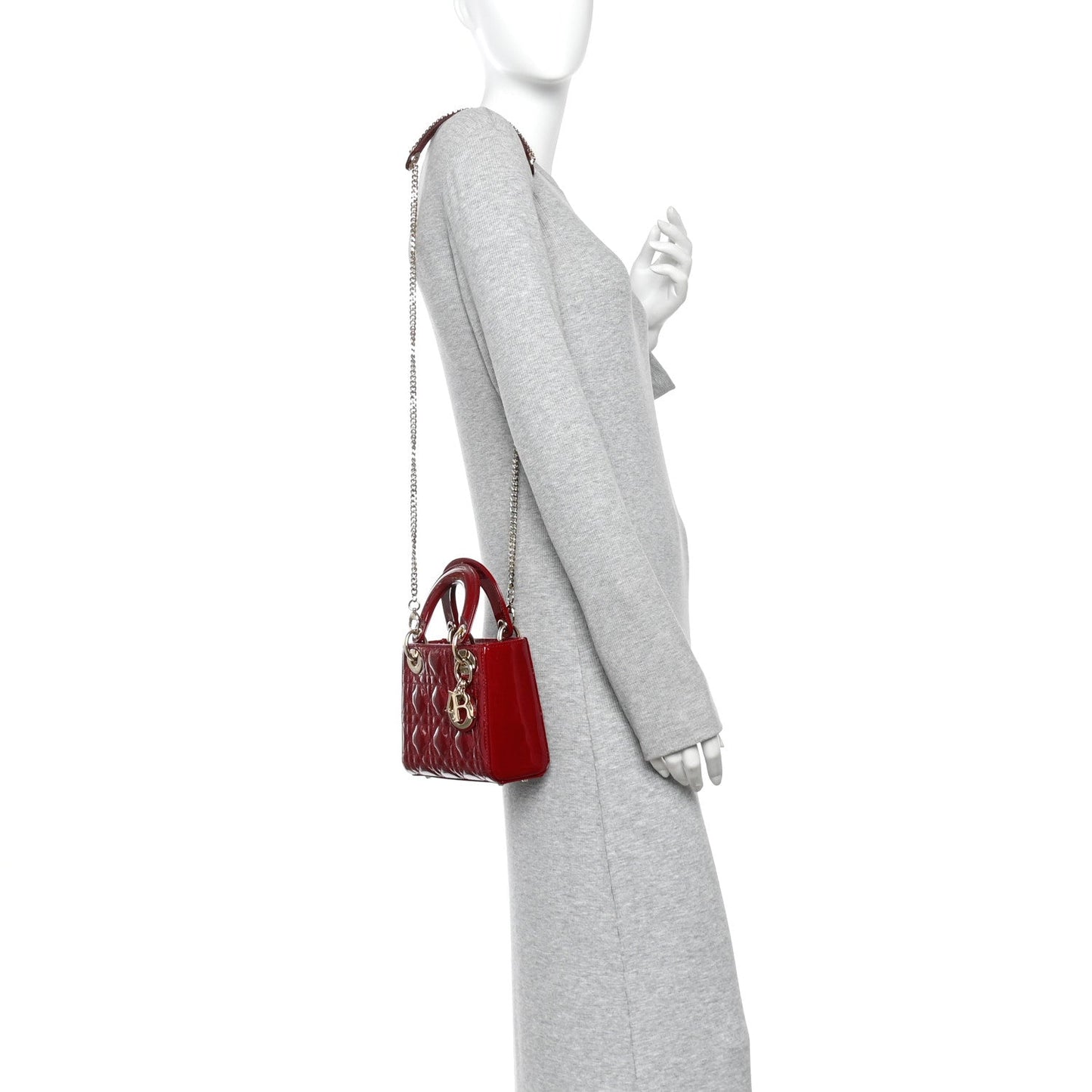 Patent Cannage Mini Lady Dior Red