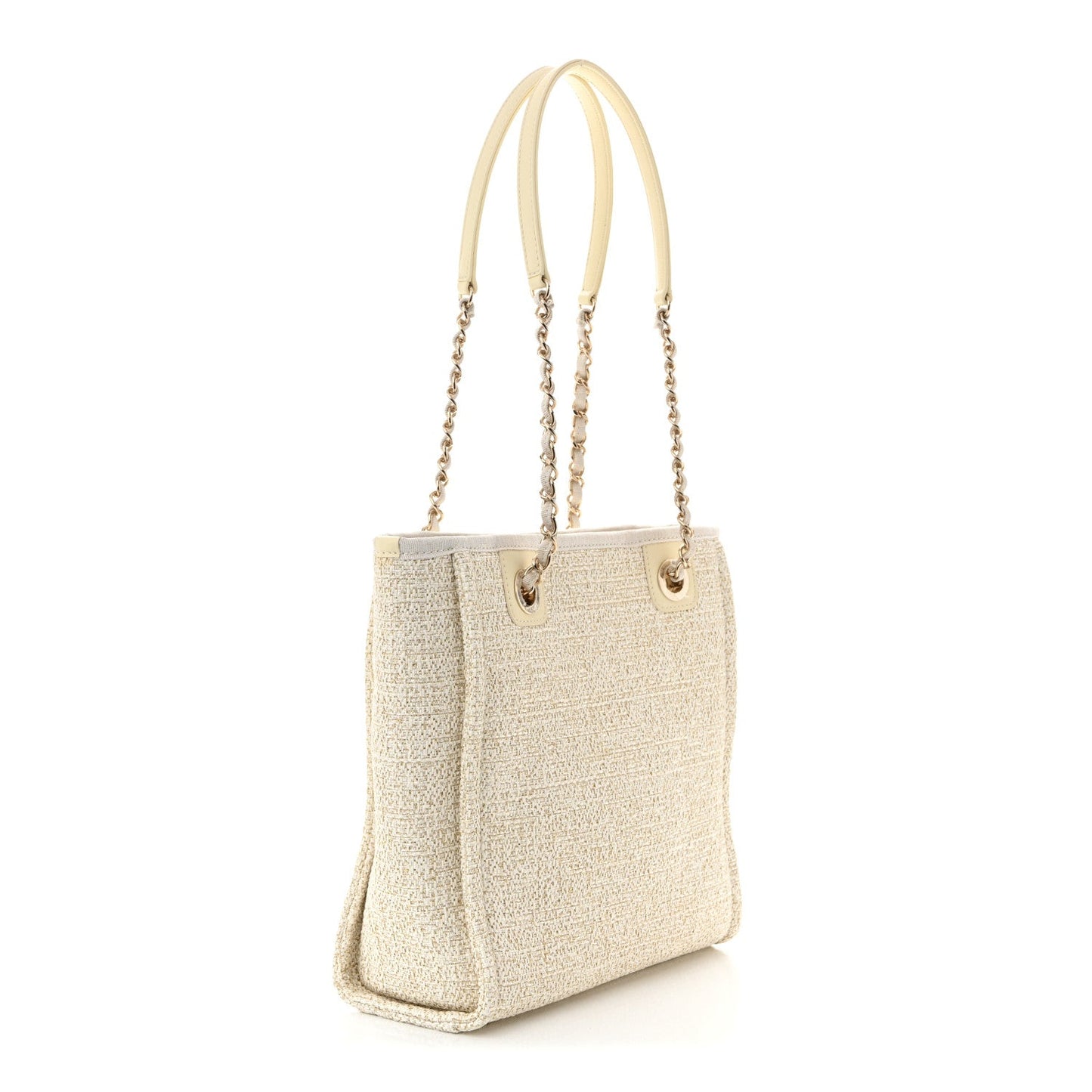 Lurex Boucle Mini Deauville Tote White