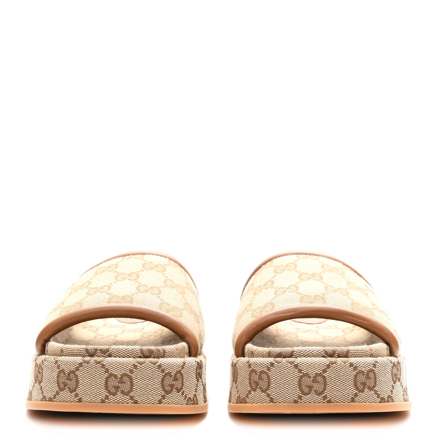 Original GG Canvas Monogram Womens GG Platform Sandals 36.5 Beige Ebony Sundial
