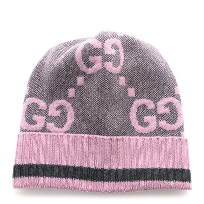Cashmere Jacquard Monogram Jumbo GG Canvy Hat Beanie Hat M Graphite Pink