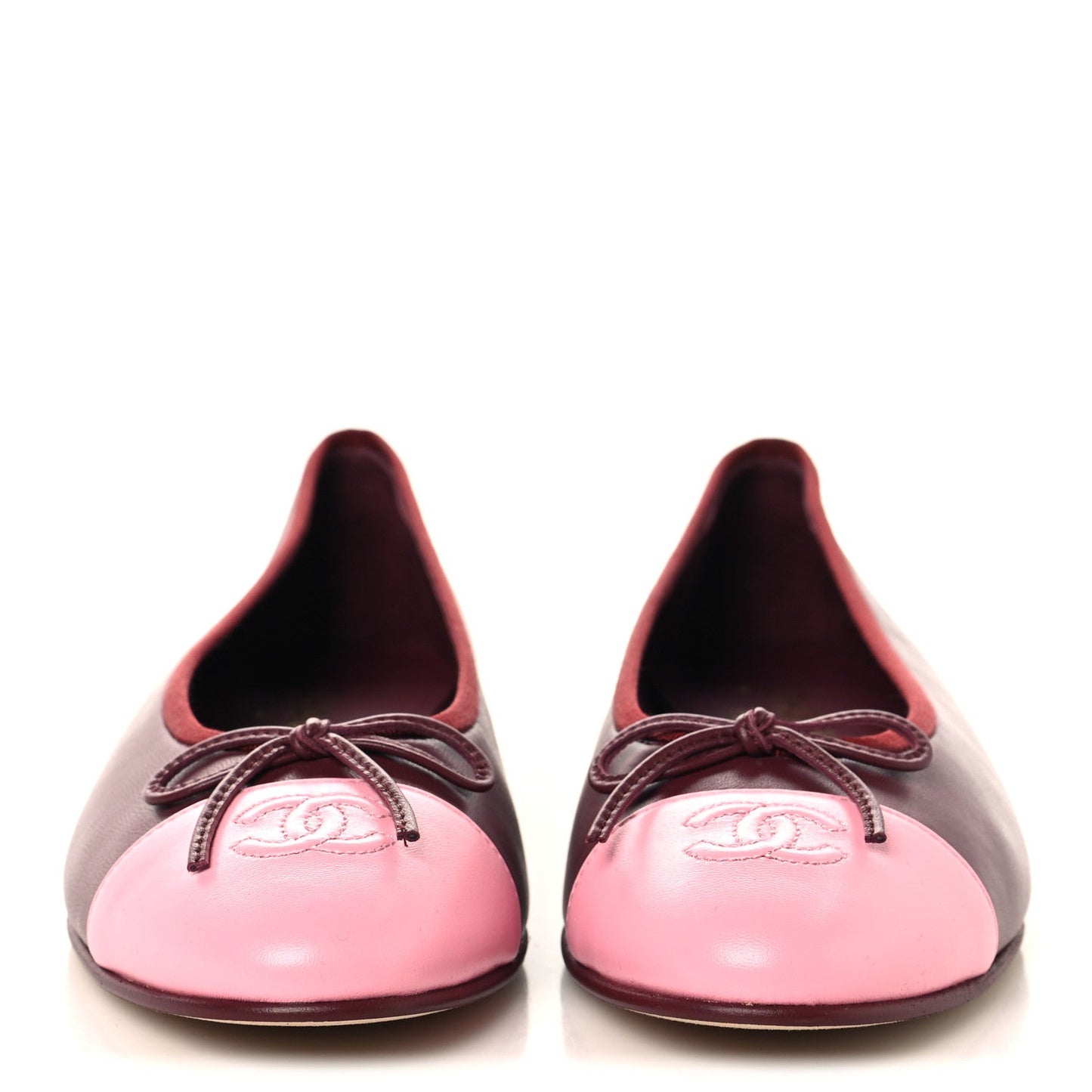 Lambskin Cap Toe CC Ballerina Flats 39 Burgundy Pink
