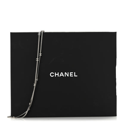 Metal CC Long Chain Necklace Silver