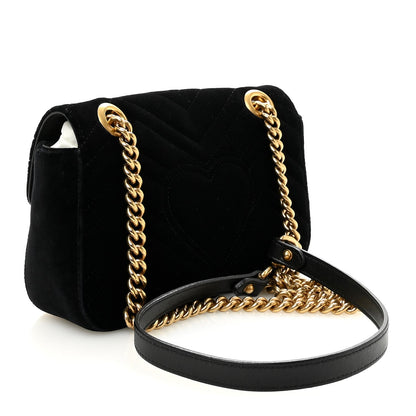 Velvet Matelasse Mini GG Marmont Shoulder Bag Black