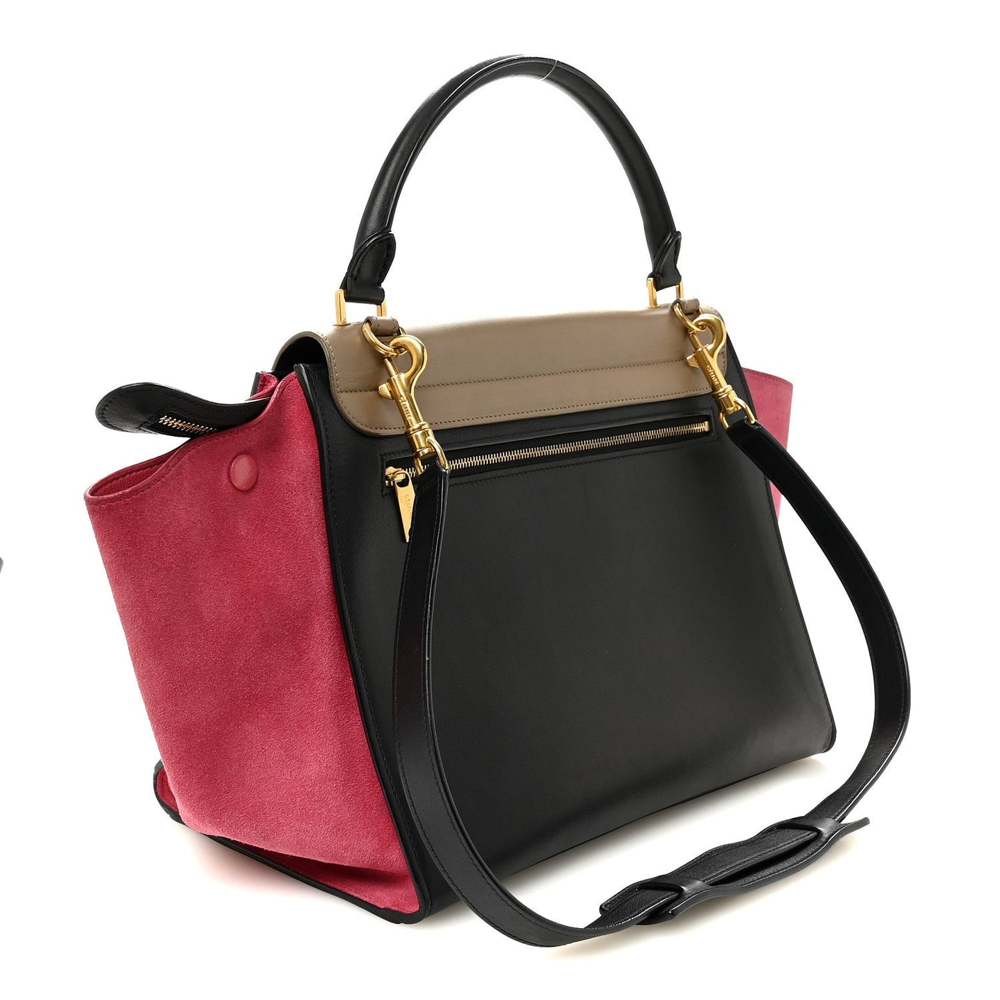 Smooth Calfskin Suede Medium Tri-Color Trapeze Pink