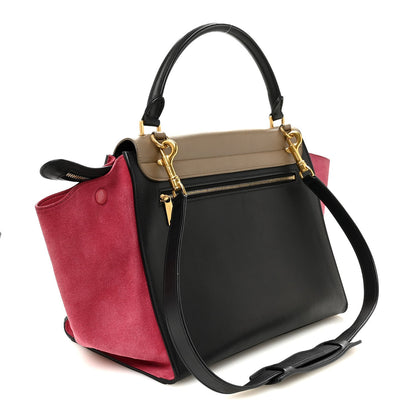 Smooth Calfskin Suede Medium Tri-Color Trapeze Pink