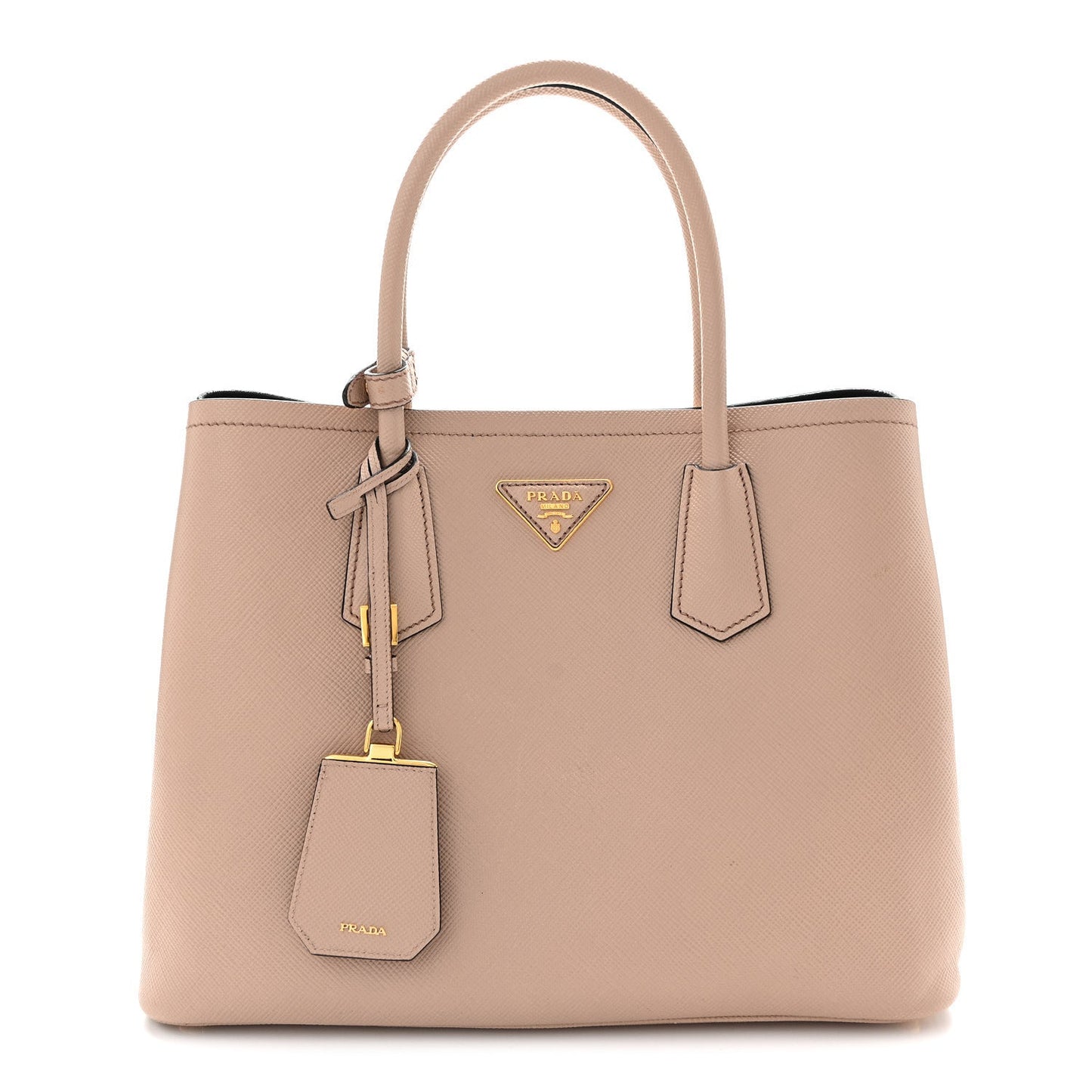 Saffiano Cuir Medium Double Bag Cammeo Black