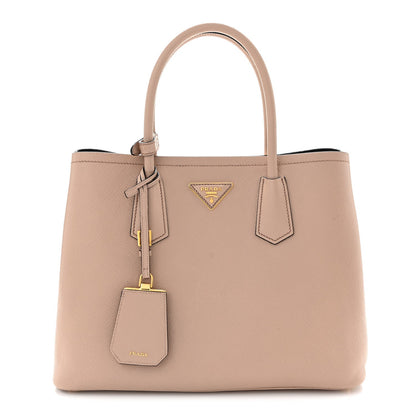 Saffiano Cuir Medium Double Bag Cammeo Black