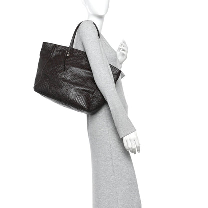 Guccissima Medium Bree Zippered Tote Chocolate