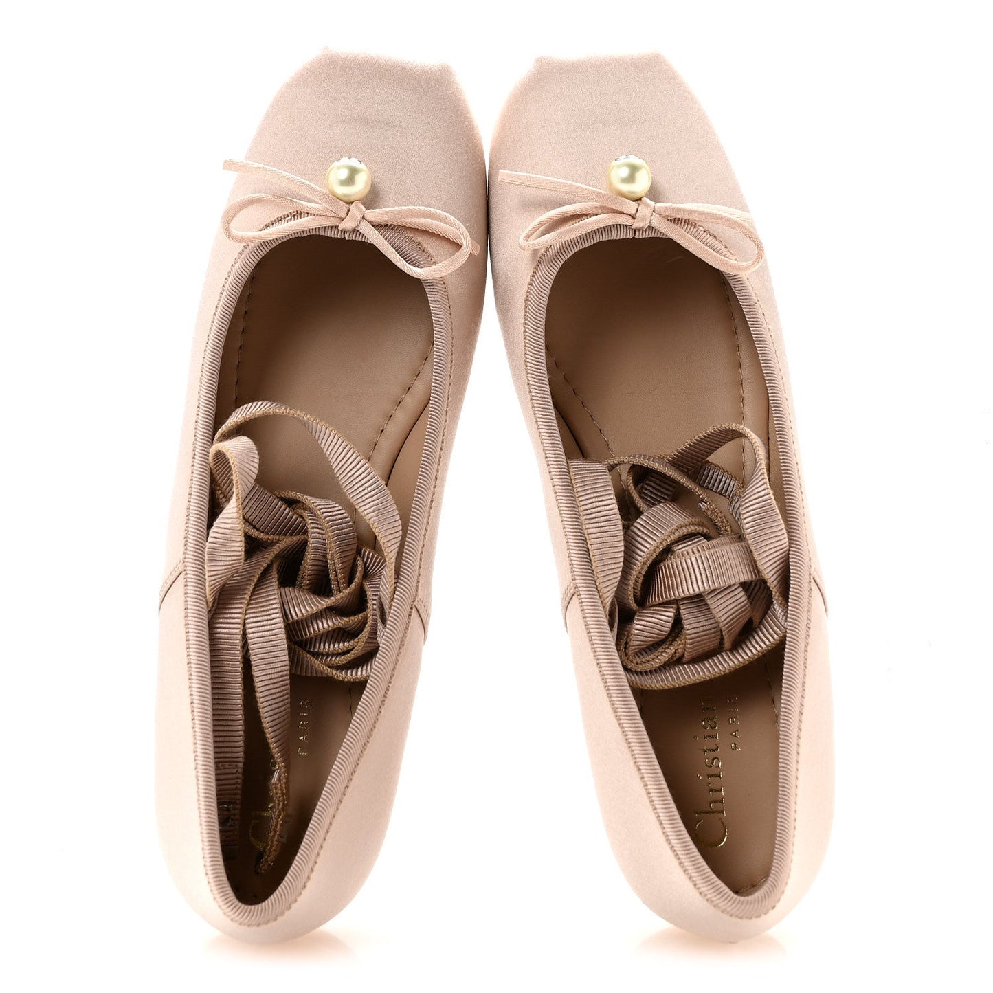 Satin Grosgrain D-Joy Ballet Flats 36 Beige Rose