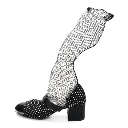 Mesh Crystal Patent CC Bow High Boots 40 Black