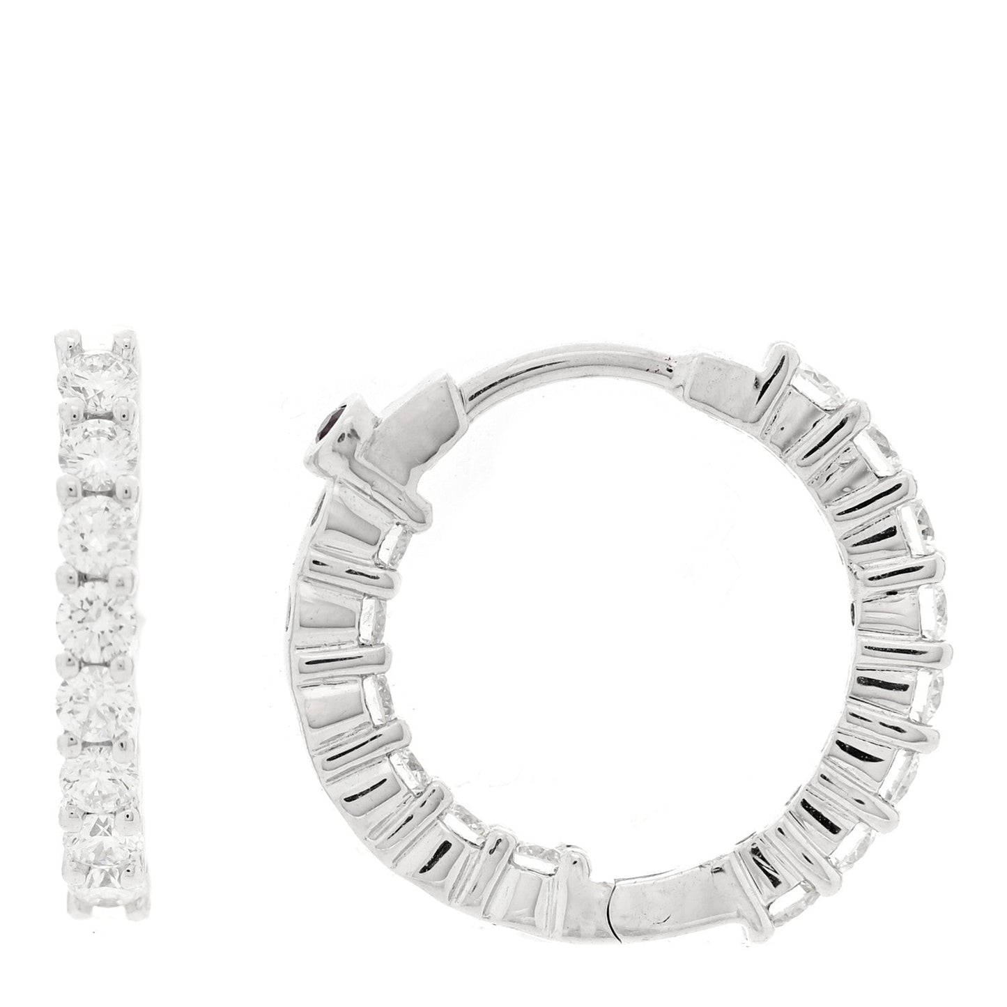 18K White Gold Diamond .84ctw Inside Out Hoop Earrings