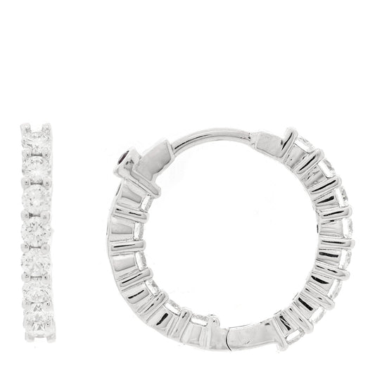 18K White Gold Diamond .84ctw Inside Out Hoop Earrings