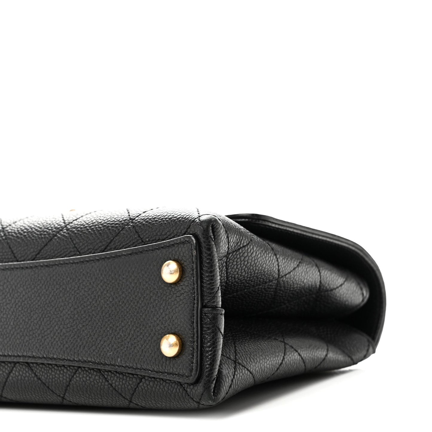 Caviar Diamond Stitched Small Top Handle Flap Black