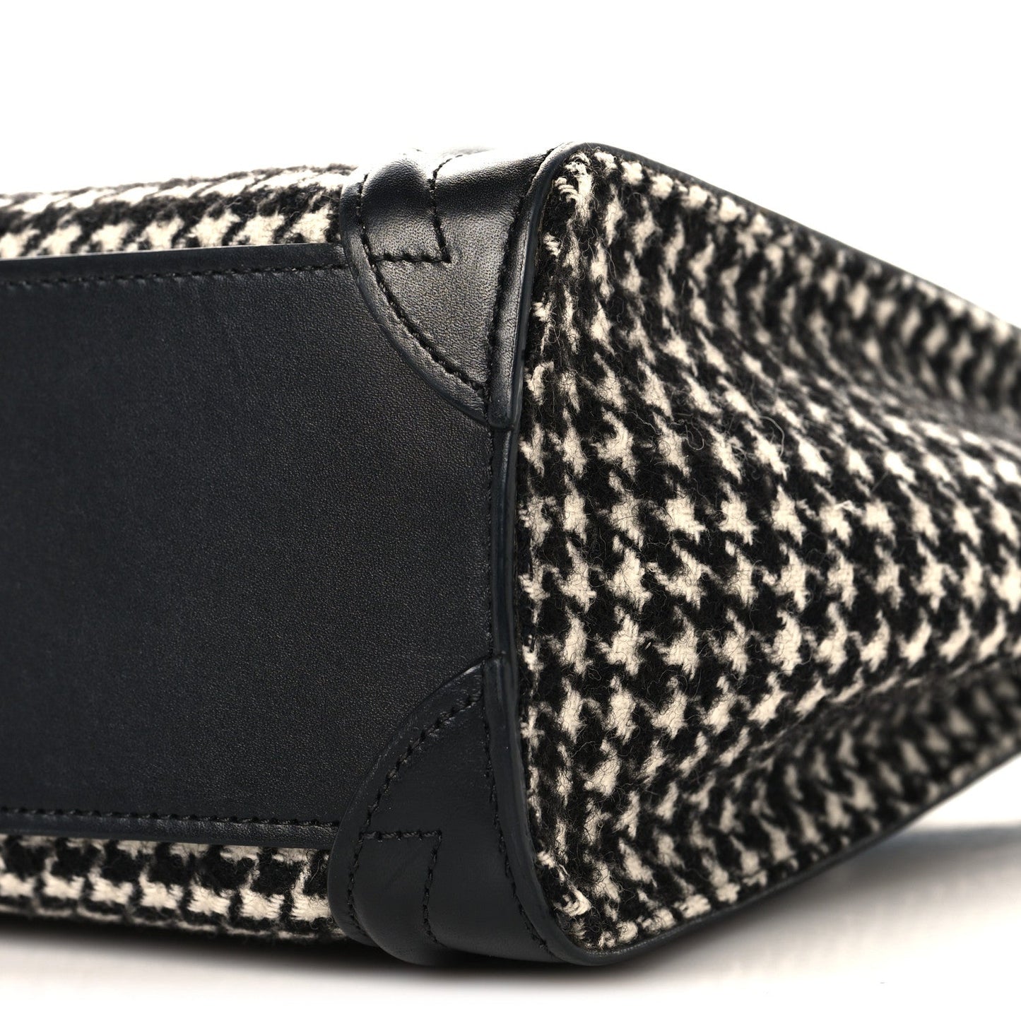 Smooth Calfskin Houndstooth Nano Luggage White Black