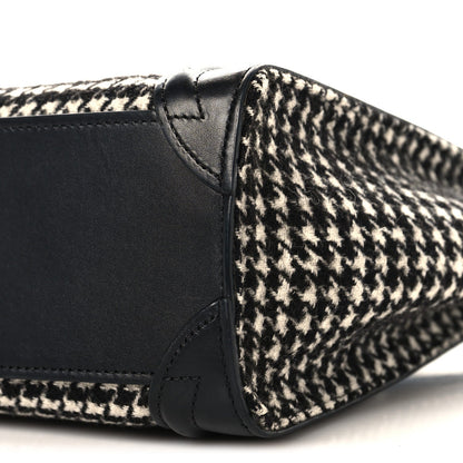 Smooth Calfskin Houndstooth Nano Luggage White Black