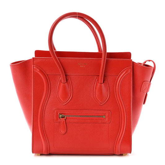 Drummed Calfskin Micro Luggage Vermillion