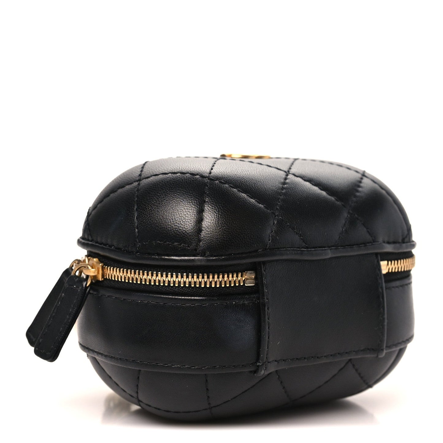 Lambskin Quilted CC Bubble Vanity Case With Chain Black