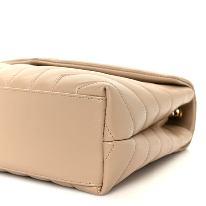 Calfskin Y Quilted Monogram Small Loulou Chain Satchel Dark Beige