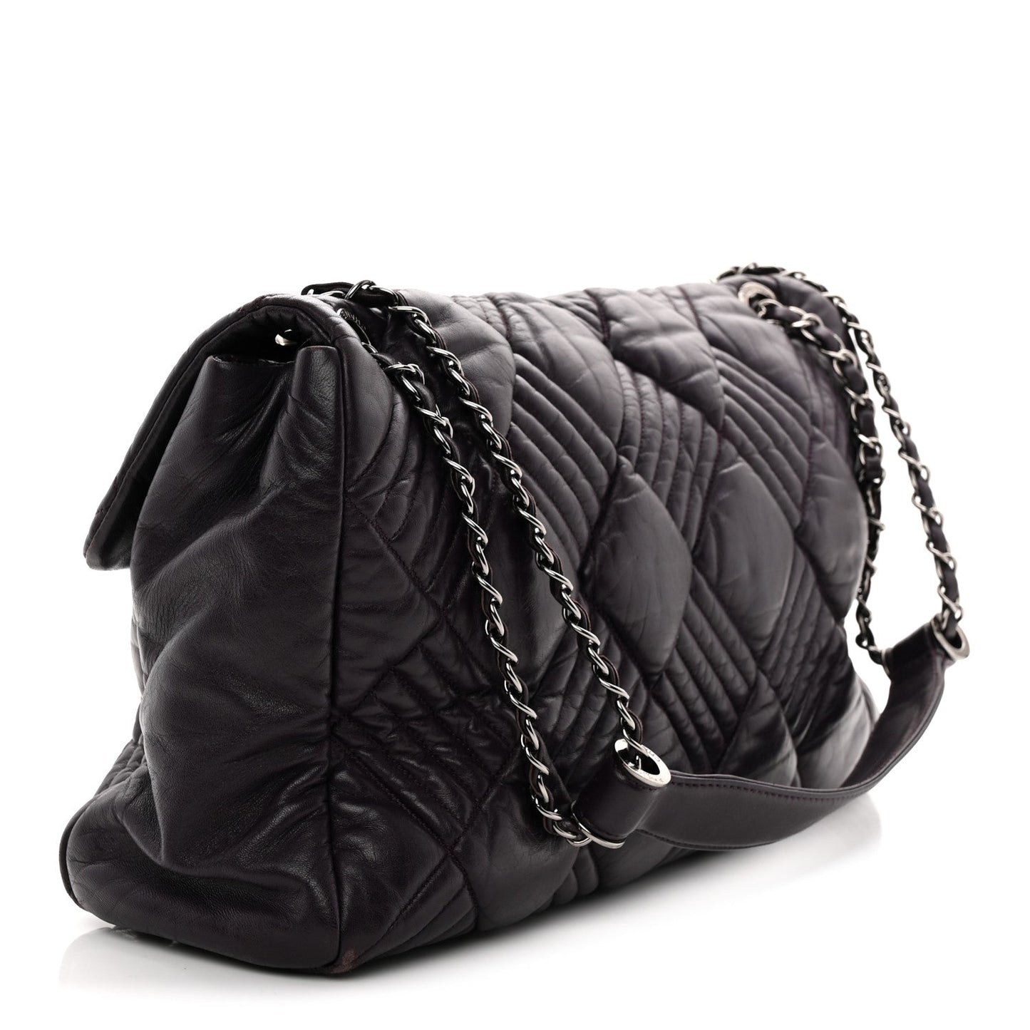 Lambskin In And Out XL Maxi Flap Dark Purple