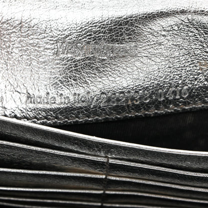 Metallic Crinkled Calfskin Belle de Jour Chain Clutch Silver