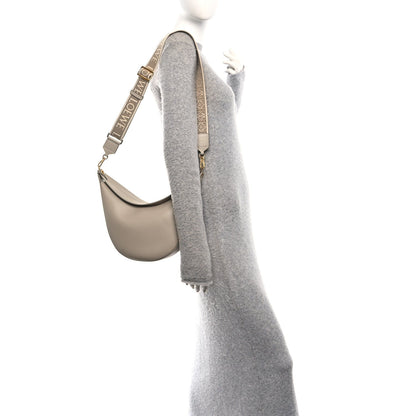 Satin Calfskin Jacquard Small Luna Bag Oat
