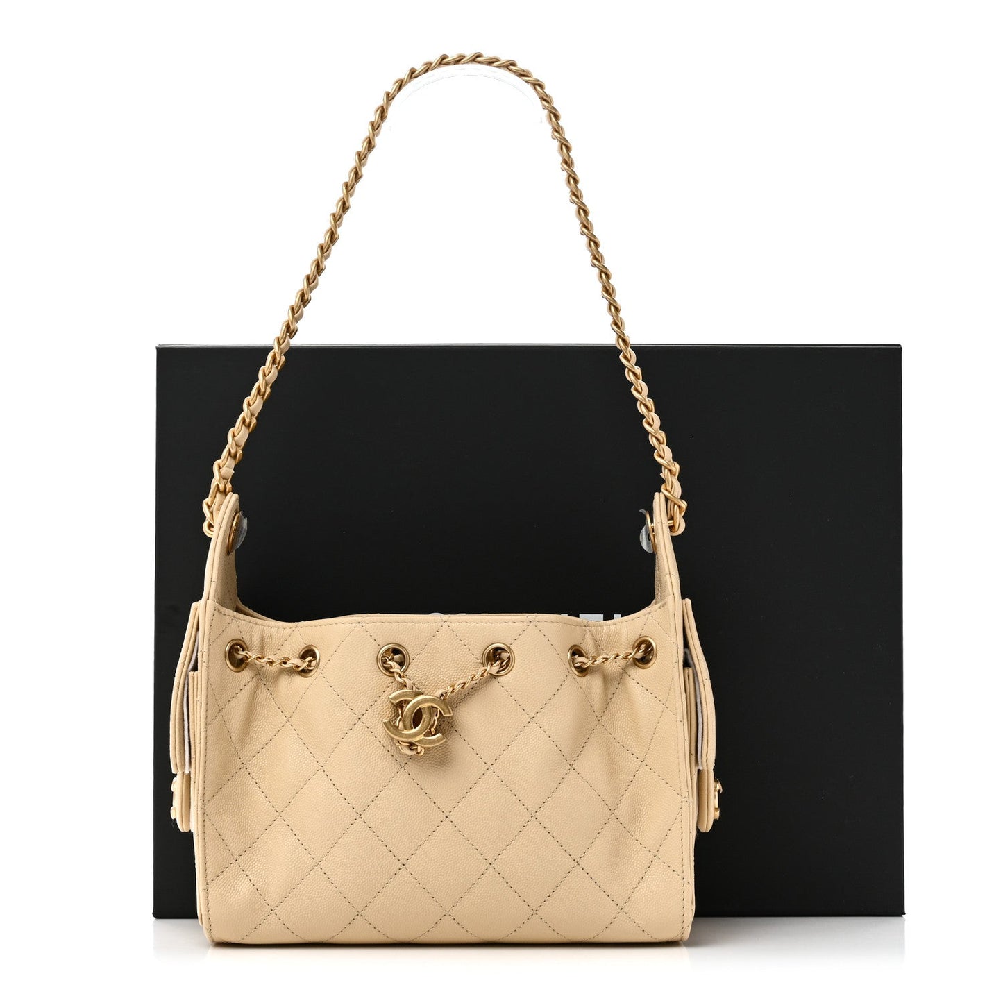 Caviar Quilted Mini Chanel 25 Handbag Beige