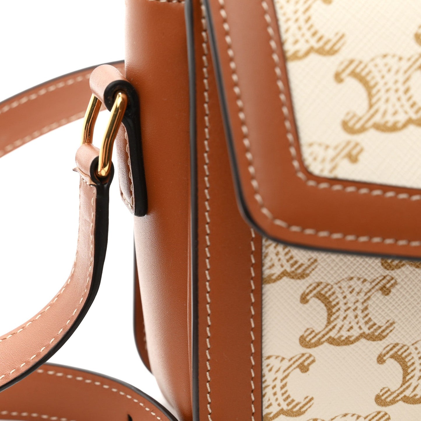 Calfskin Triomphe Canvas Teen Triomphe Bag White