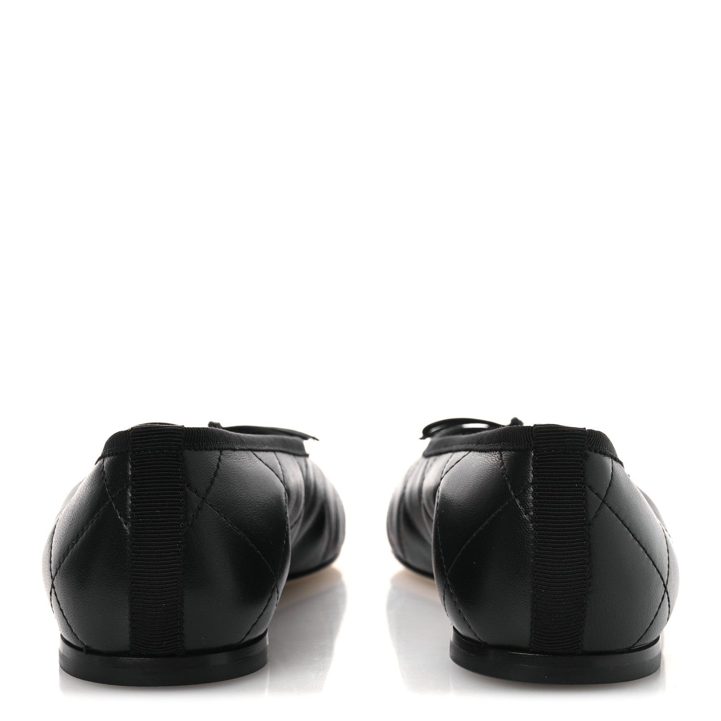 Lambskin Quilted CC Cambon Ballet Flats 41 Black White