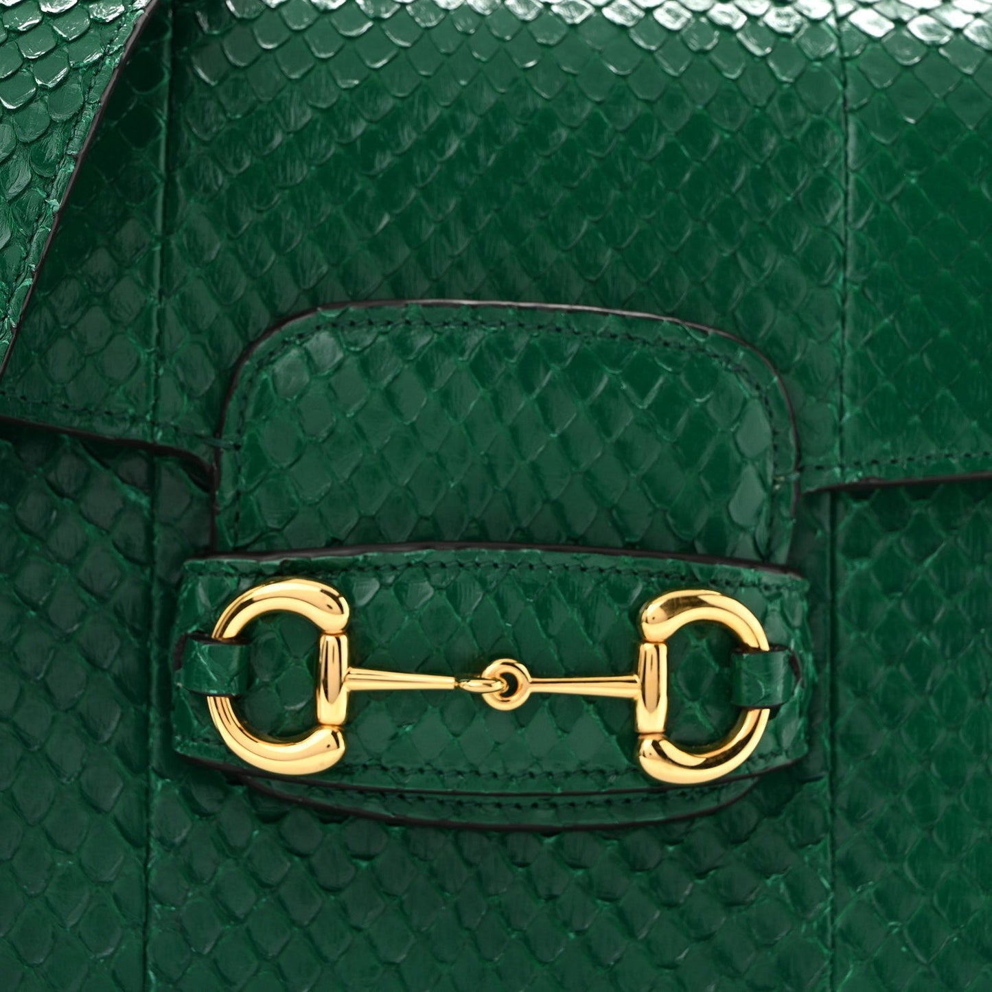 Snakeskin Horsebit 1955 Shoulder Bag Green