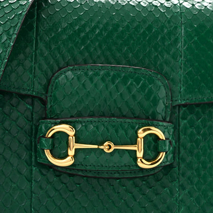 Snakeskin Horsebit 1955 Shoulder Bag Green