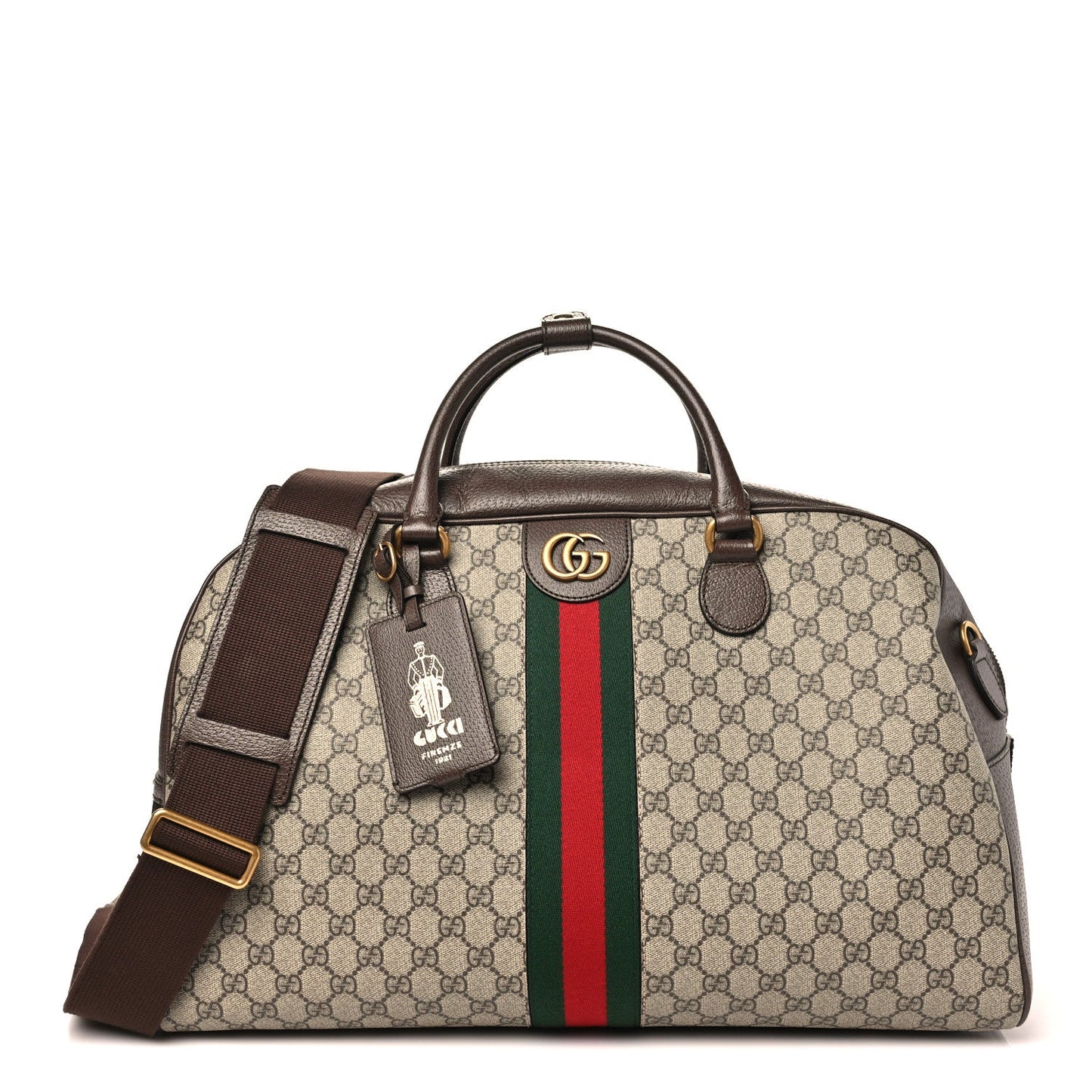 GG Supreme Monogram Textured Dollar Calfskin Web Large Savoy Bowling Bag Beige Ebony New Acero