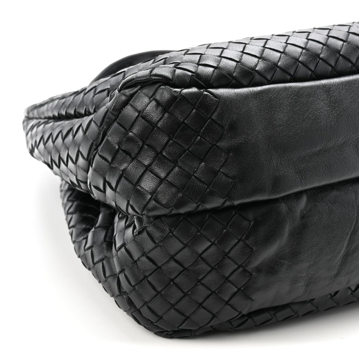 Nappa Intrecciato Medium Campana Shoulder Bag Black