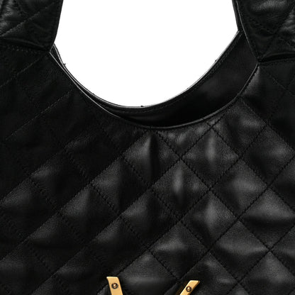 Lambskin Quilted Maxi Icare Shopping Tote Black