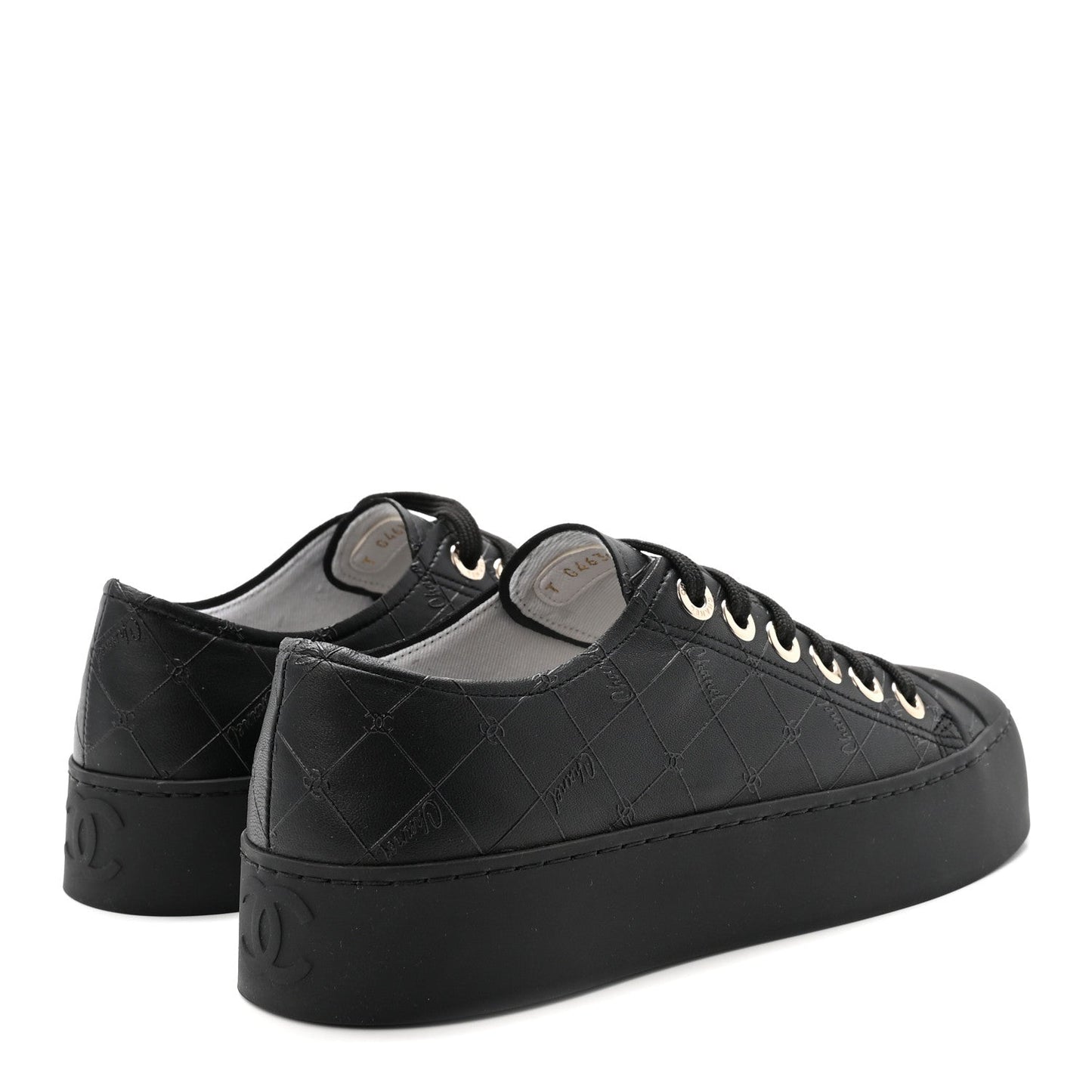Lambskin Printed Logo Sneakers 37.5 Black