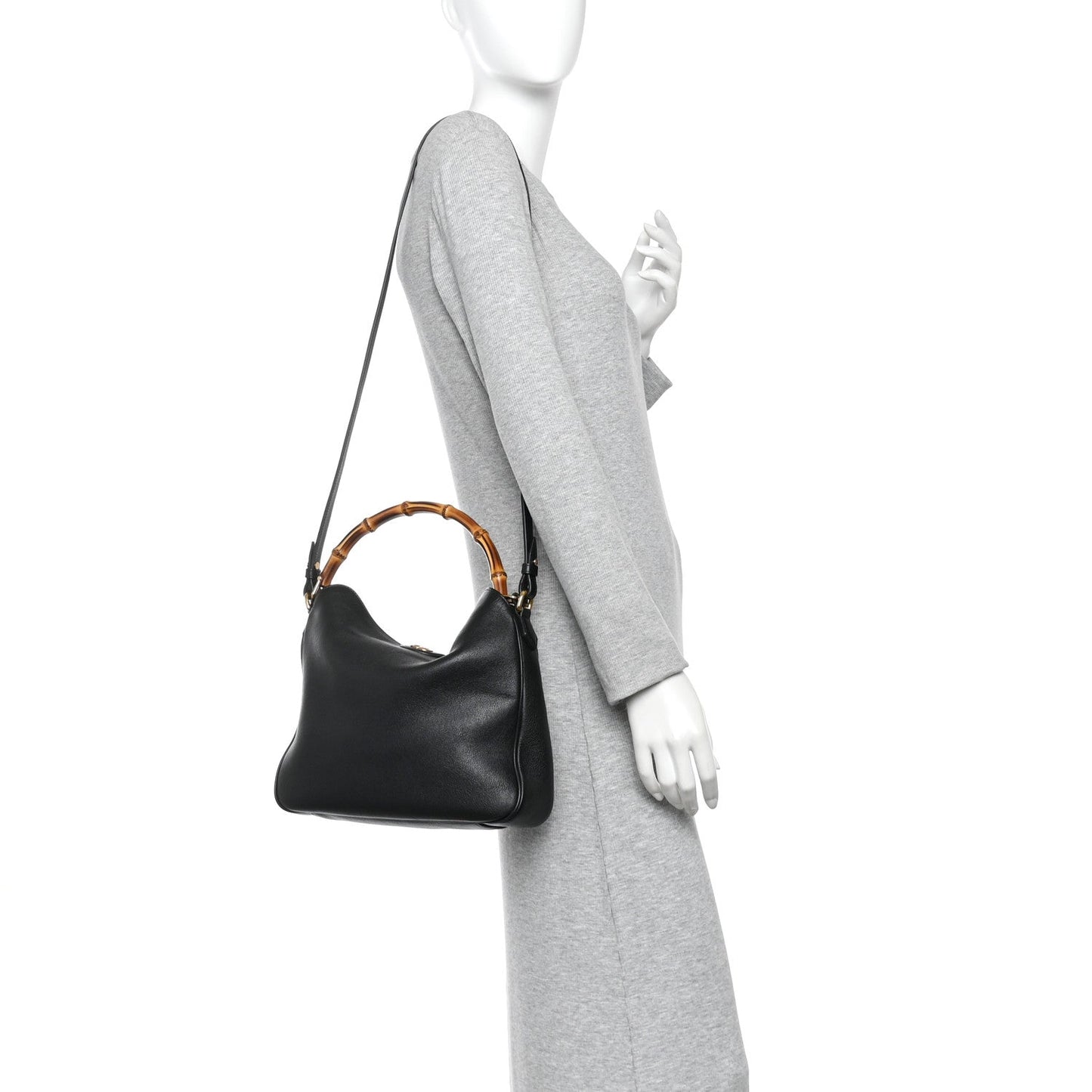 Softy Wonka Textured Dollar Calfskin Medium Diana Shoulder Bag Black Dusty Grey