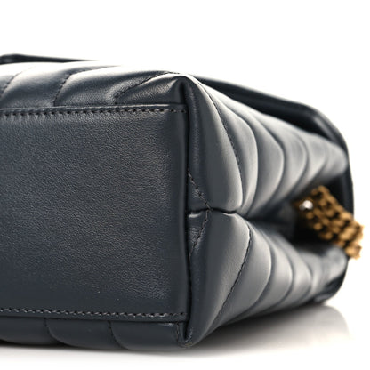 Calfskin Y Quilted Monogram Small Loulou Chain Satchel Dark Smog