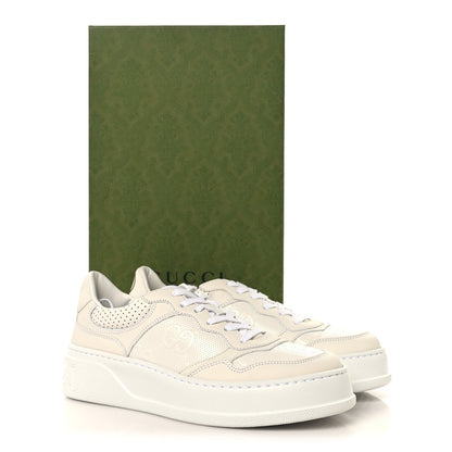 Calfskin GG Tennis Embossed Perforated Womens Platform 55mm Sneakers 39 Great White