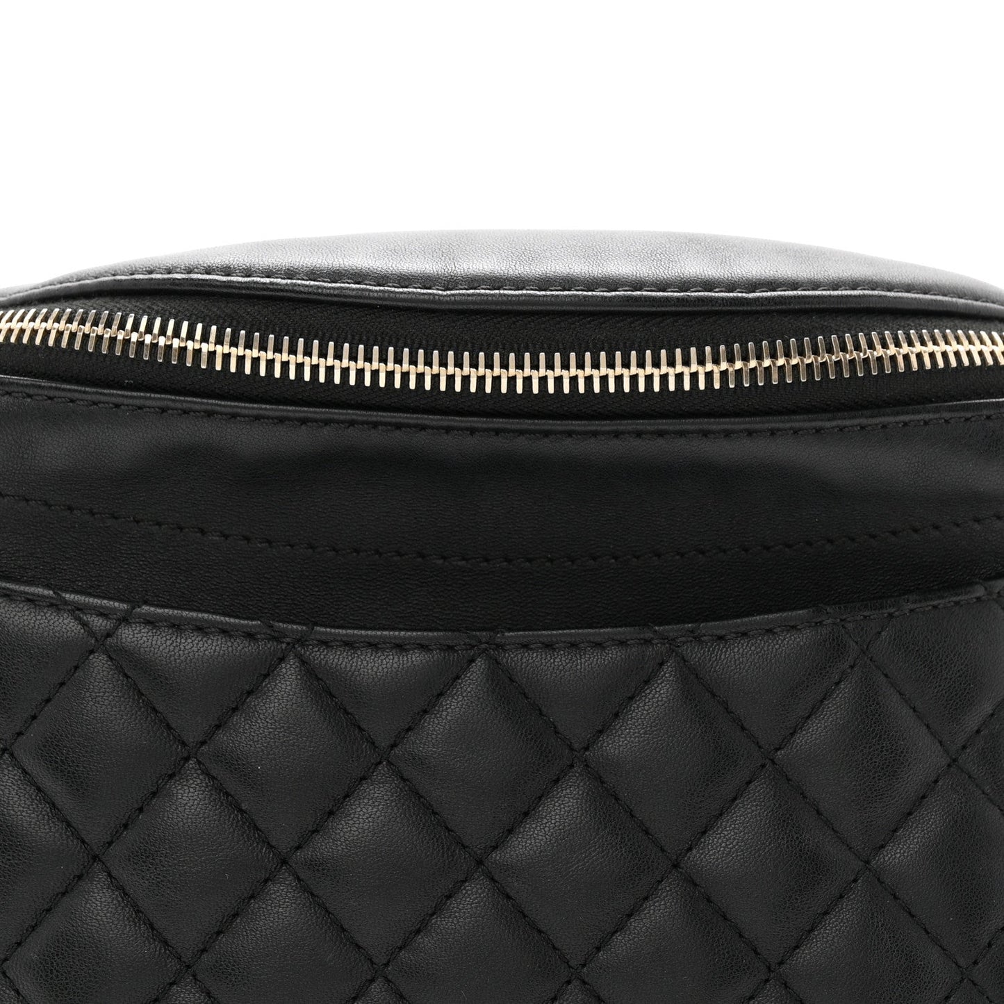 Lambskin Quilted Waist Bag Fanny Pack Black