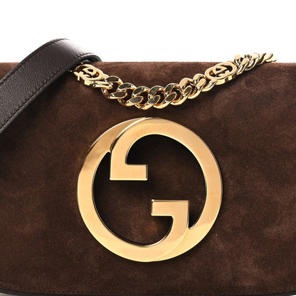 Suede Talco Roxy Calfskin Blondie Chain Shoulder Flap Bag Burnt Satin