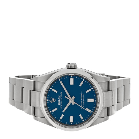Stainless Steel 36mm Oyster Perpetual Watch Med Blue 126000