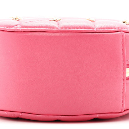 Lambskin Quilted All About Chanel Round Clutch With Chain Pink