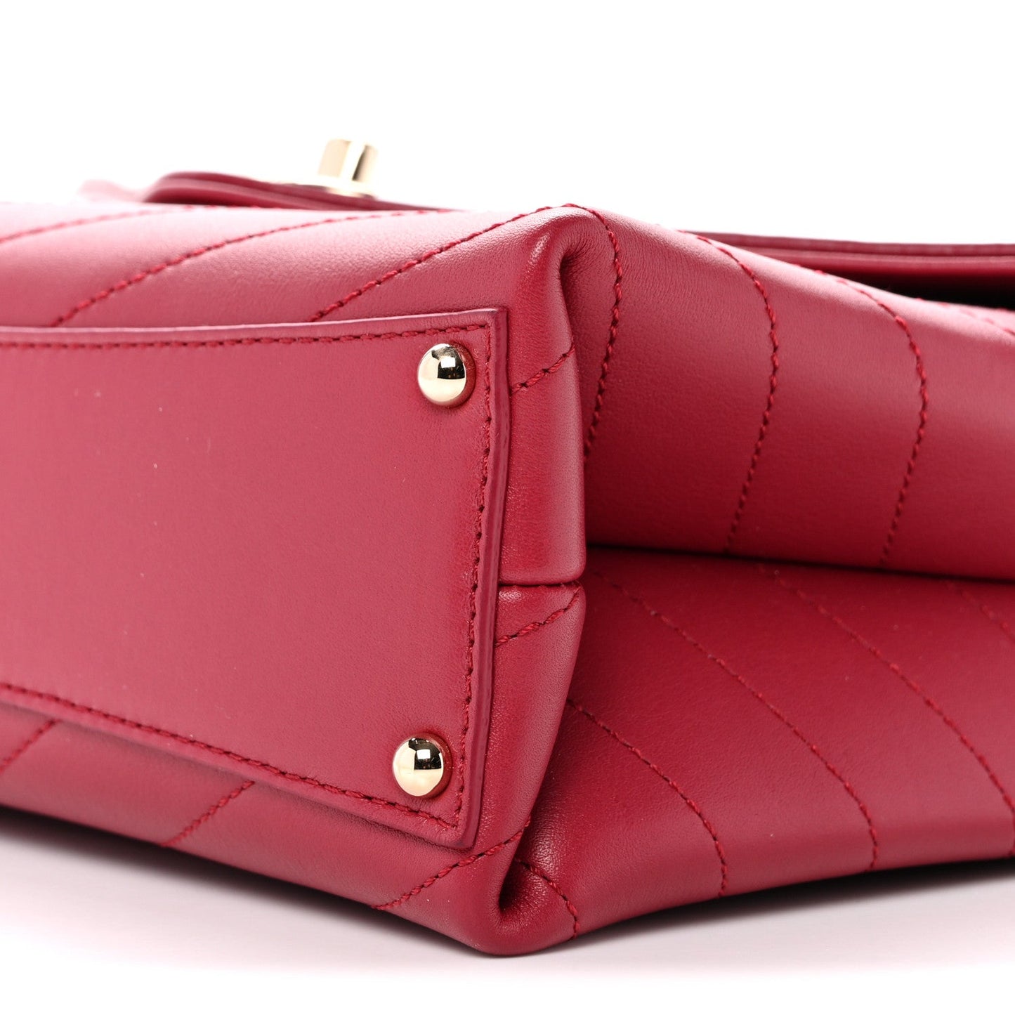 Calfskin Chevron Stitched Small Coco Flap Bag Pink