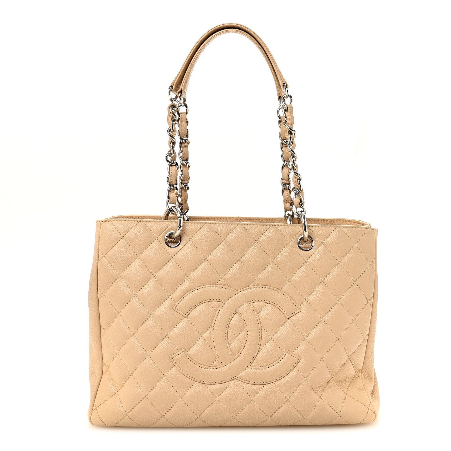 Caviar Quilted Grand Shopping Tote GST Beige