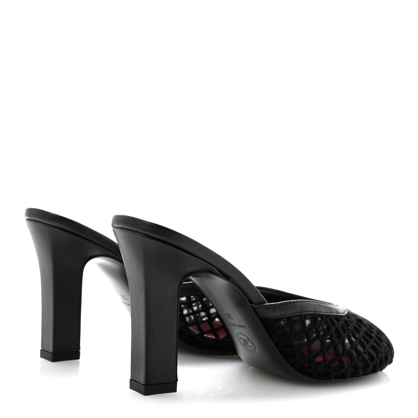Mesh Cotton Lambskin Coco Beach Mules 36 Black