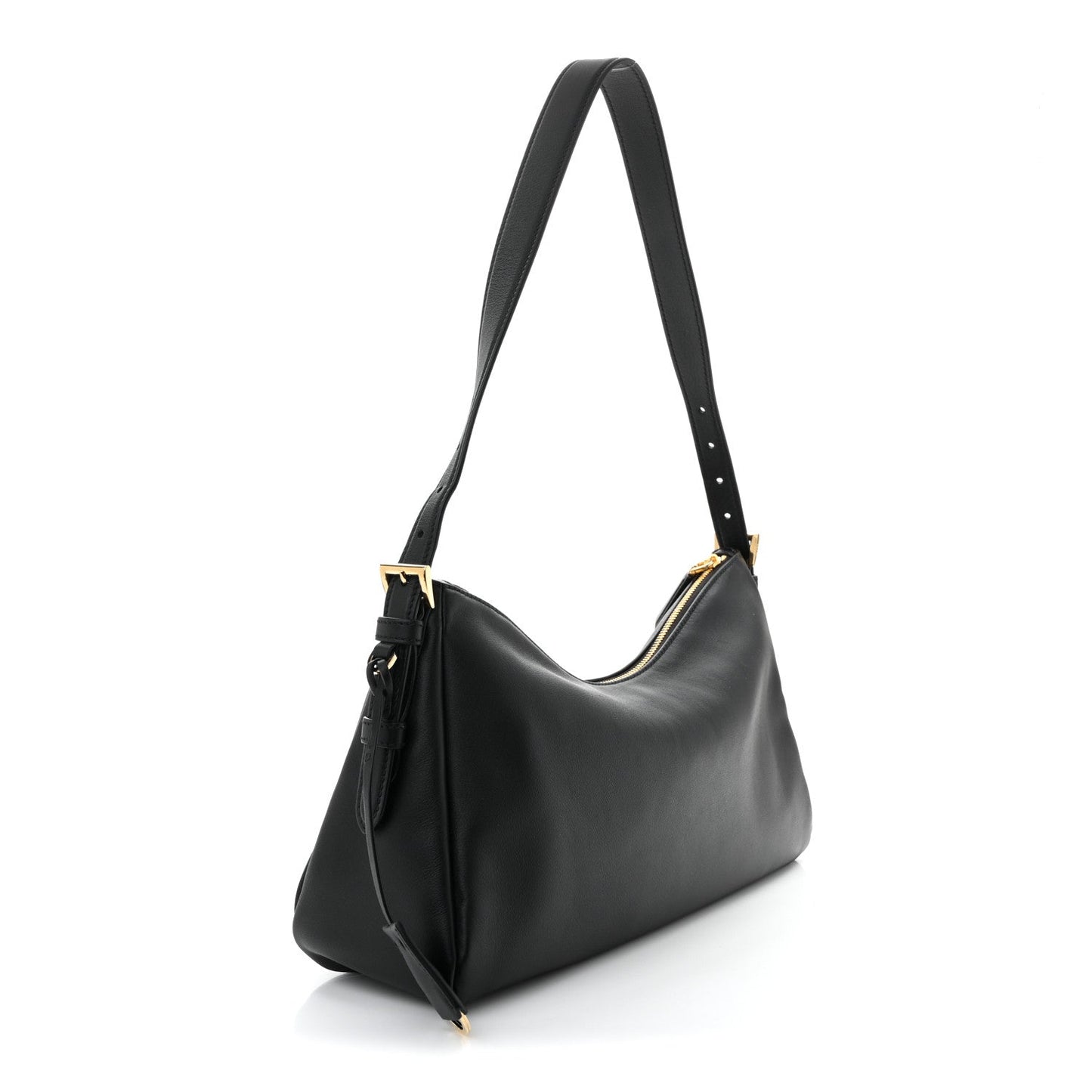 Soft Calfskin Large Aimée Shoulder Bag Black