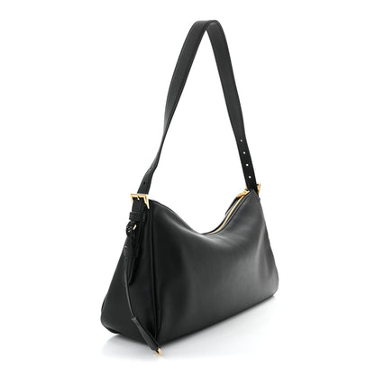 Soft Calfskin Large Aimée Shoulder Bag Black