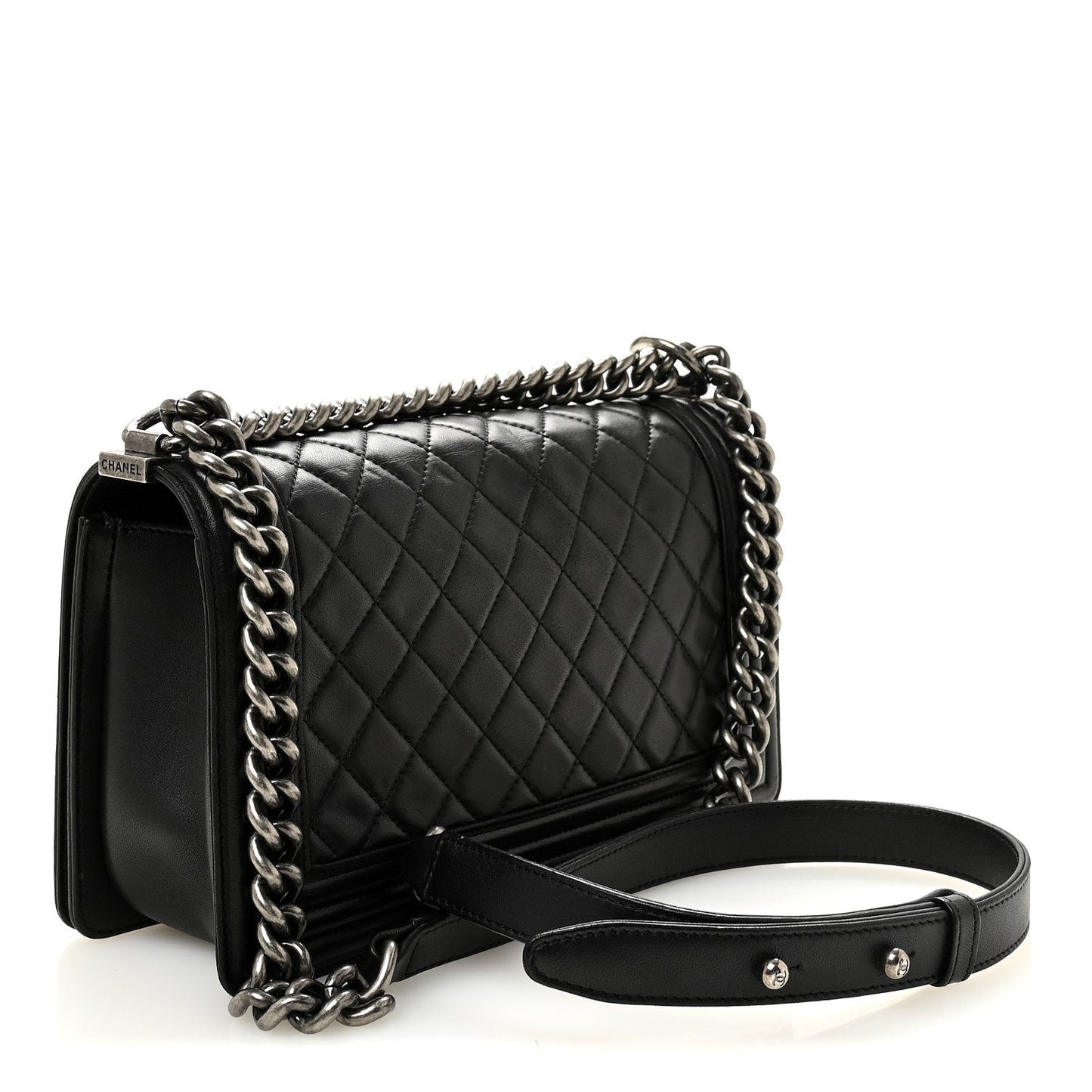 Lambskin Quilted Medium Boy Flap Black