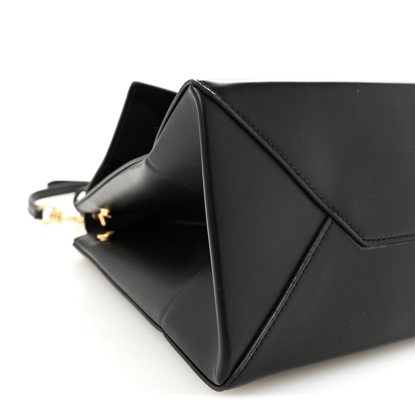 Natural Smooth Calfskin Medium Nano Top Handle Handbag Black